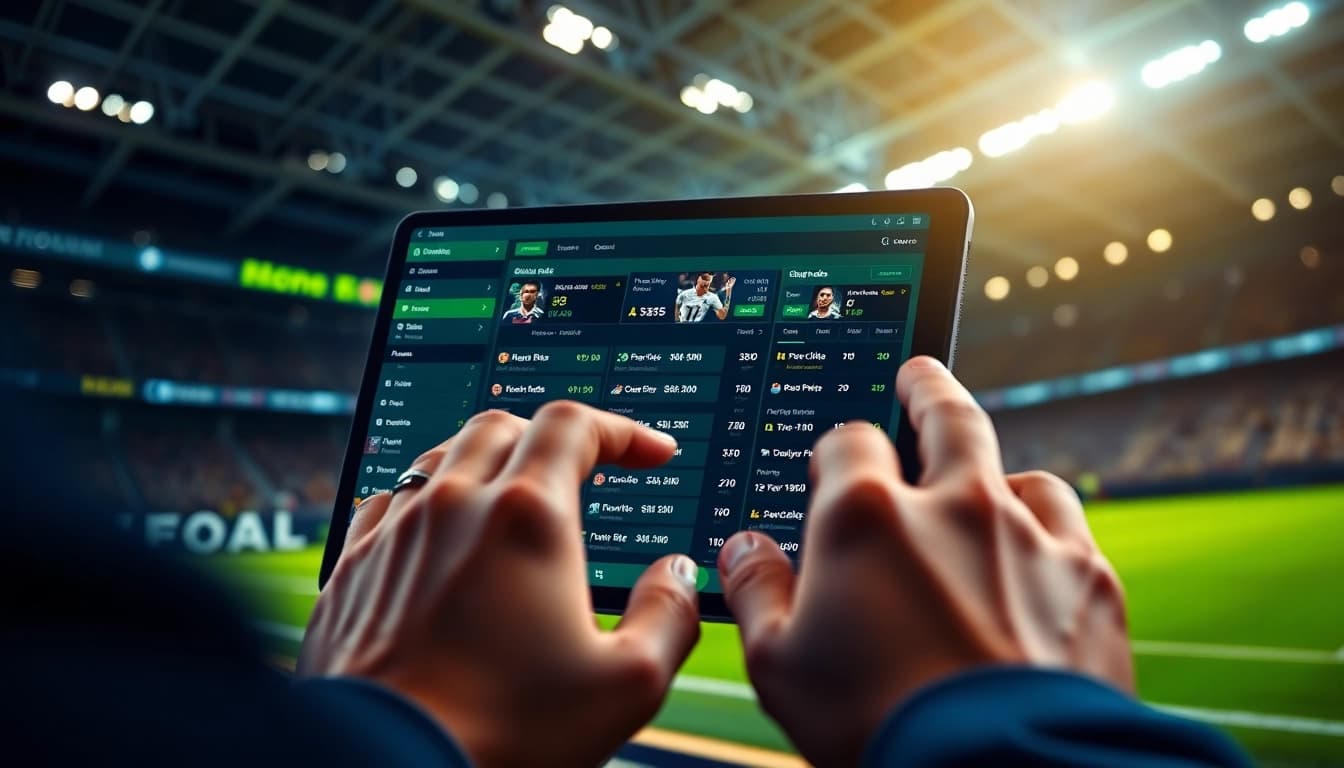 Kèo nhà cái displayed on a modern sports betting platform interface, showcasing real-time football odds and player stats.