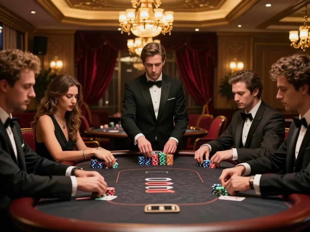MAX88 players engaging in an intense high-stakes poker game, showcasing gambling strategy and excitement.