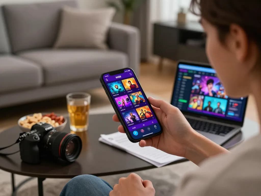 TẢI MI88 while engaging in online gaming experience at home with snacks and strategy notes.