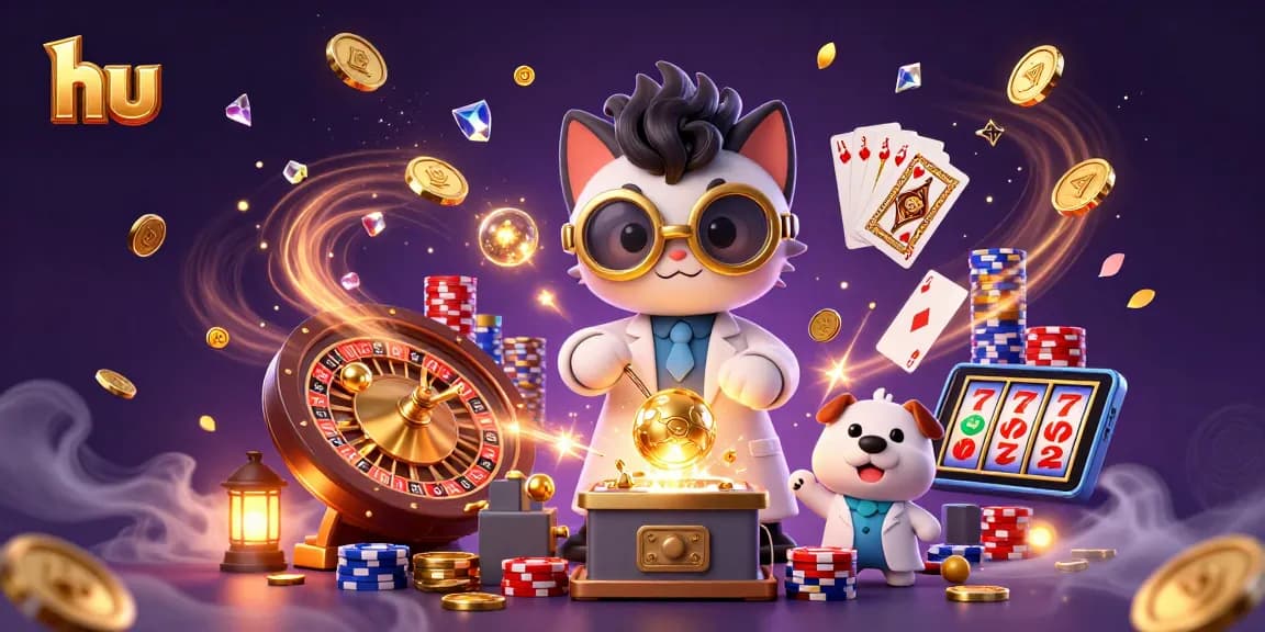 Engage in the thrilling gaming experience at hu with mad scientist cat and wonderful casino elements.