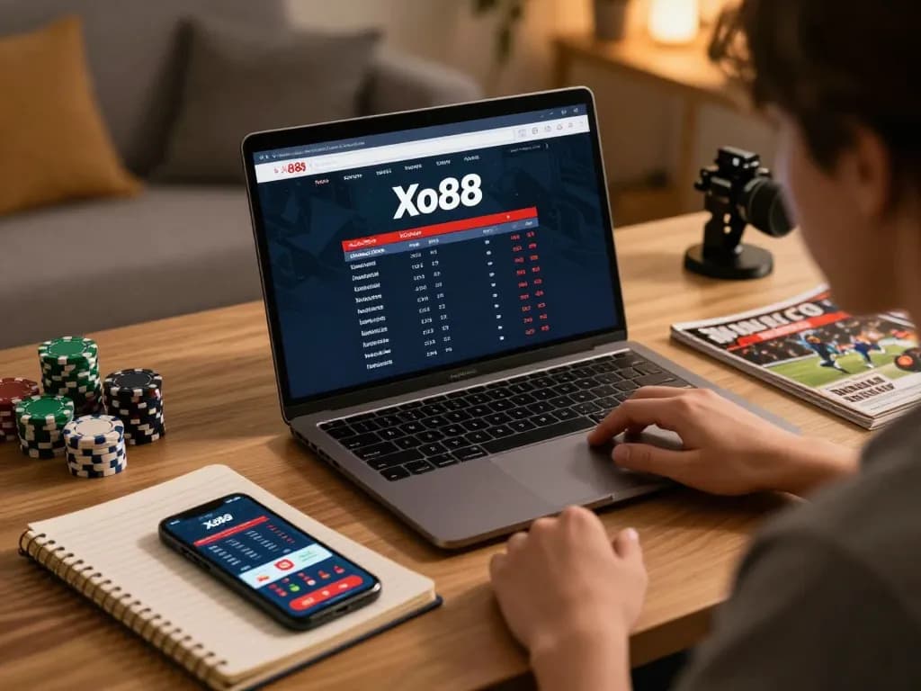 Engaging home betting atmosphere focused on Trang chủ Xo88 while reviewing gaming strategies.