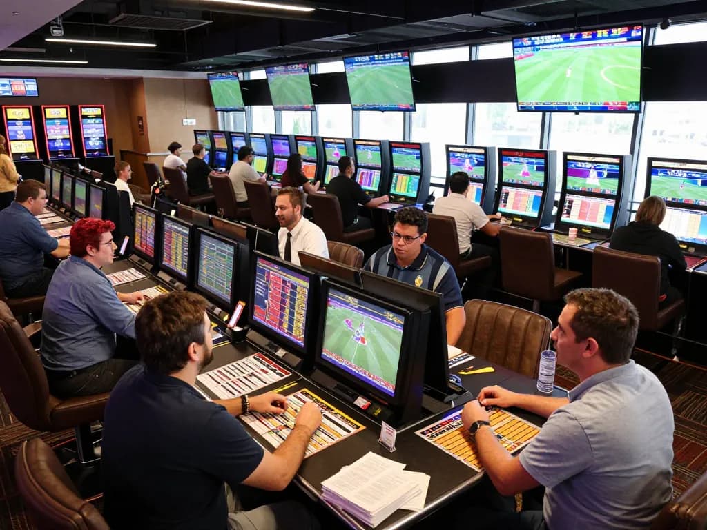 Place your bets and explore ty le keo nha cai in a bustling sports betting venue