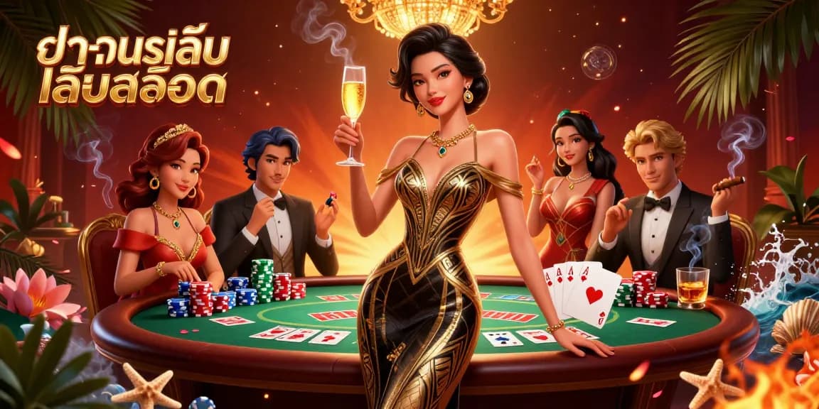 Experience ทดลองเล่นสล็อต with elegant style while enjoying a vibrant casino atmosphere filled with 3D illustrations of games.