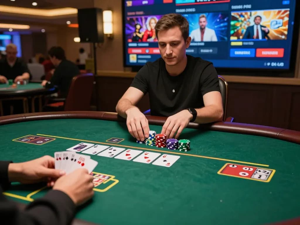 O8 players engage in dynamic live poker game at online casino with colorful graphics