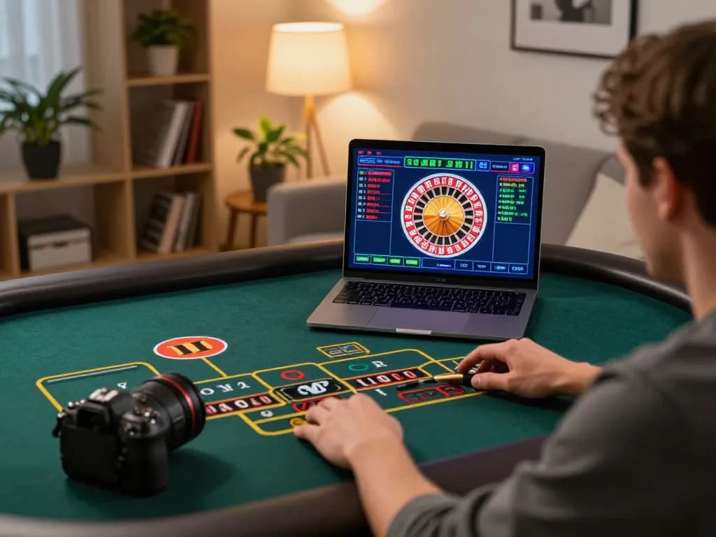 Engaging online gaming experience with a player at 11bet1 live dealer roulette table.