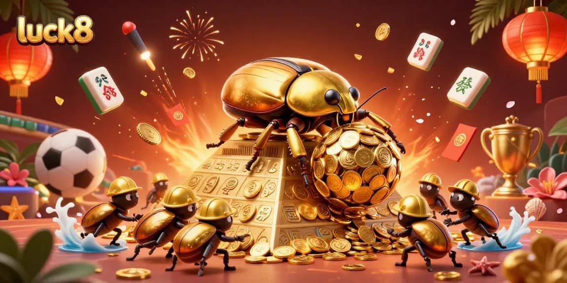 Experience thrilling sports betting action with luck8, featuring vibrant golden visuals and dynamic casino elements.