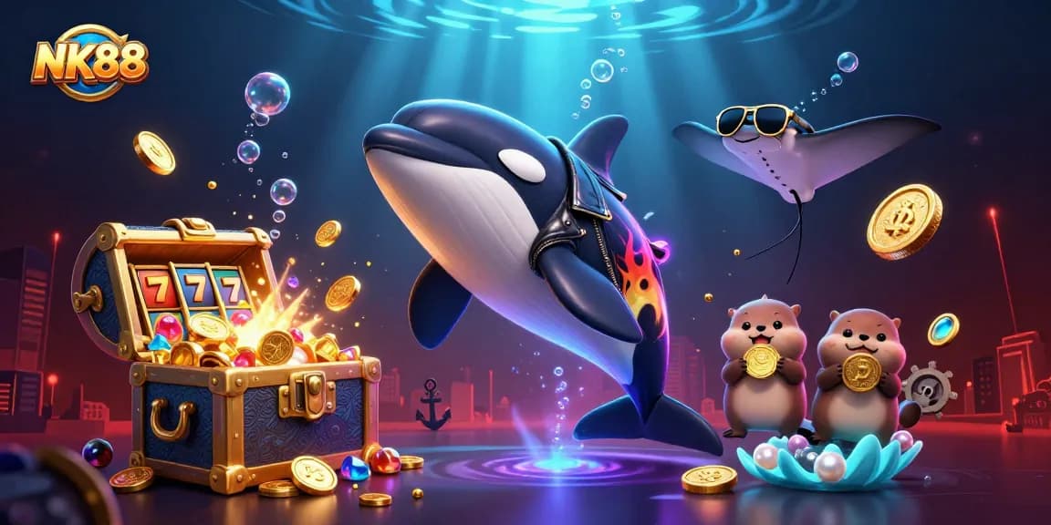 Engage with exciting NK88 casino potentials with dynamic characters and vibrant gaming elements.