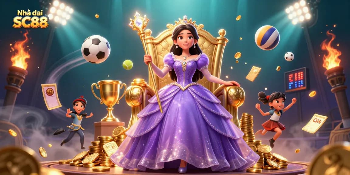 Experience thrilling sports betting at Nhà cái SC88 with vibrant casino elements and royal visuals.