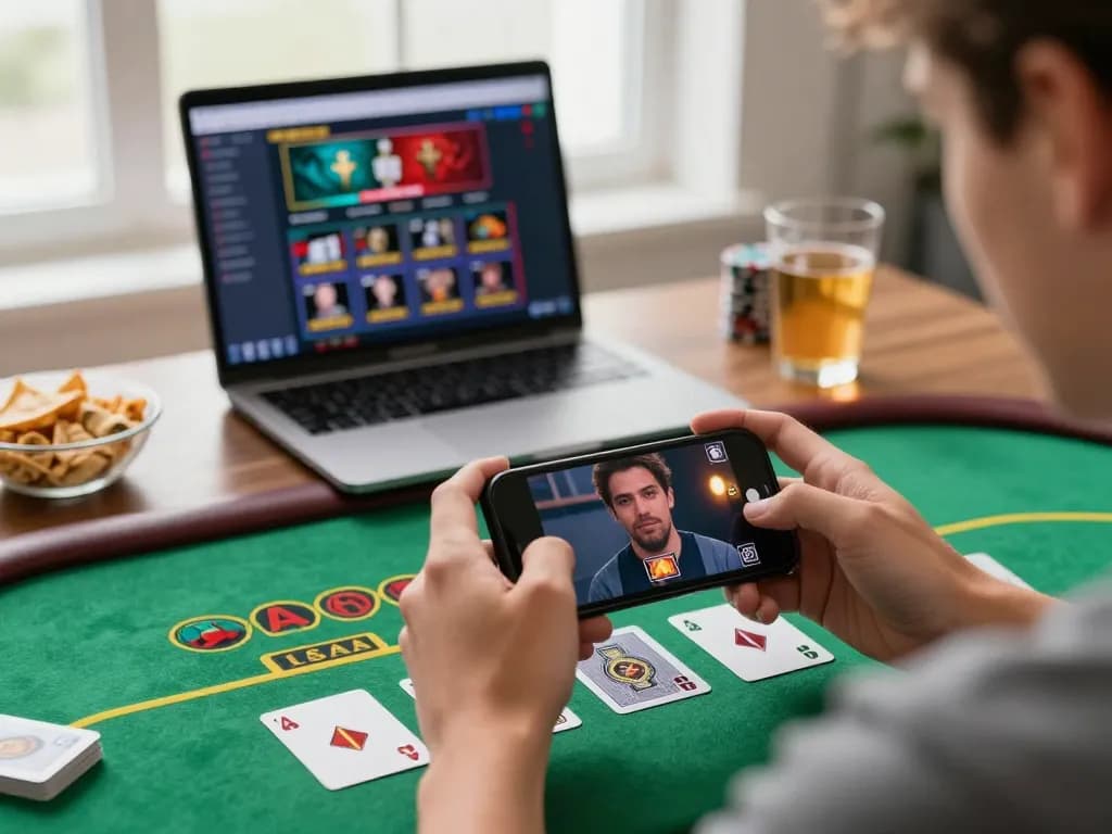 Engaging player utilizing smartphone for live dealer games on TR88 while enjoying a relaxed home environment.