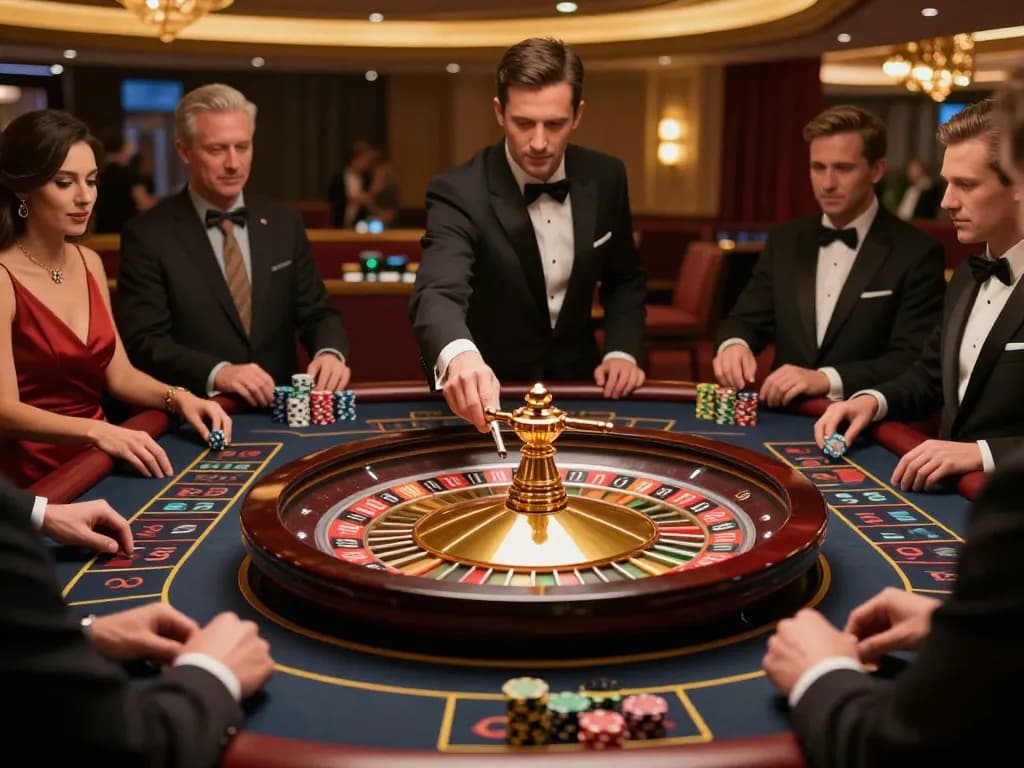 CM88 players engage in an exciting roulette game with croupier spinning the wheel.