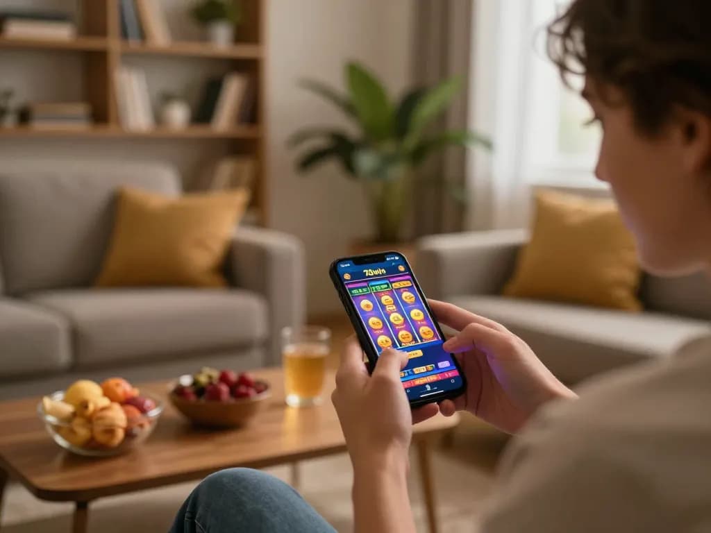 Engaging with the 78win app for exciting online slot gameplay in a cozy setting