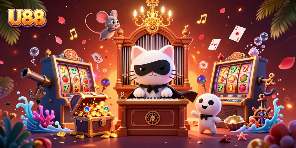 Experience thrilling gameplay at U88 with vibrant slot elements and captivating characters.