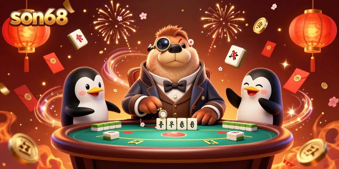 son68 walrus plays poker at an underwater table with festive elements and energetic characters