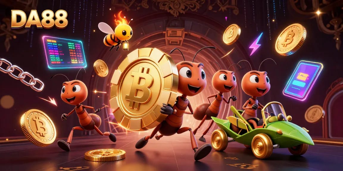 Engage in DA88 strategies with a heist of oversized poker chips among dynamic casino elements.