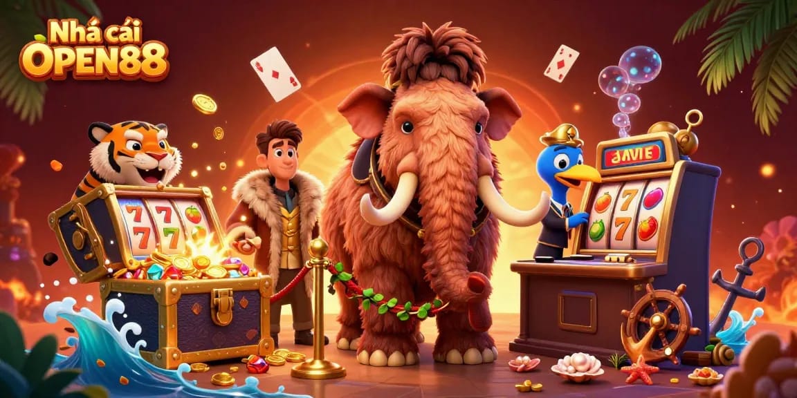 Experience the thrill of Nhà cái OPEN88 with vibrant gaming action showcased in a lively casino environment.