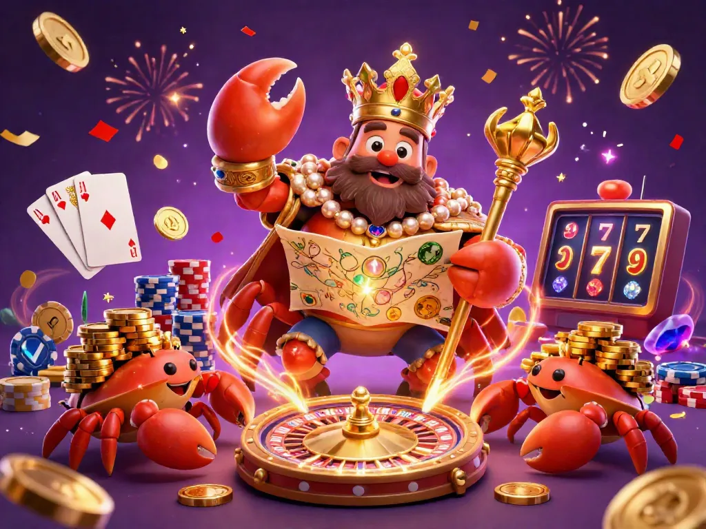 Experience the thrill of winning at situs slot with an extravagant casino scene full of vibrant characters and games.