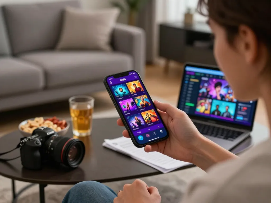 TẢI MI88 while engaging in online gaming experience at home with snacks and strategy notes.
