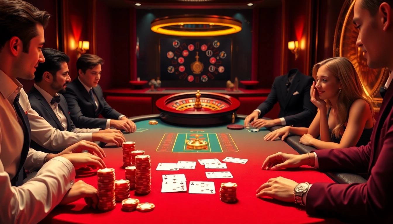 Exciting F168 online casino scene featuring a vibrant poker table and celebrating players.