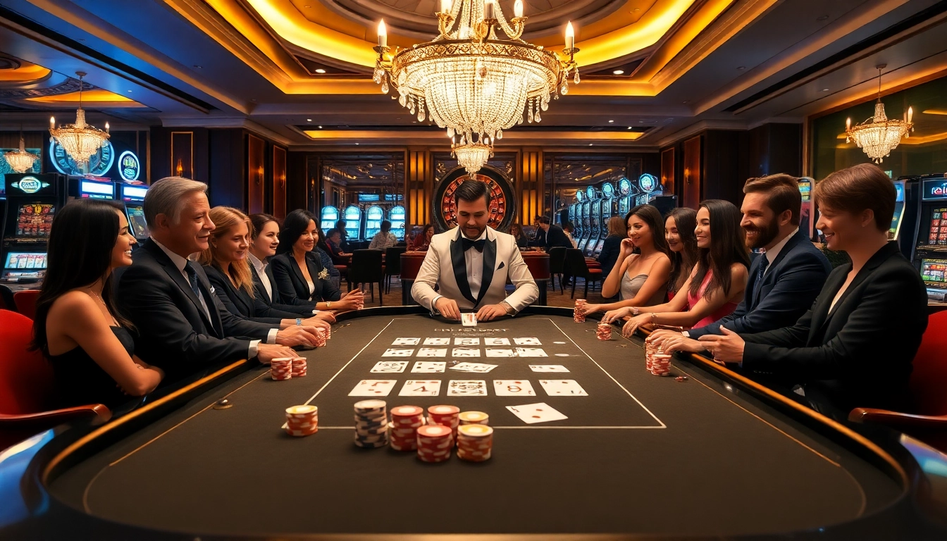 Engage in thrilling casino gameplay at https://du88.ad/ with vibrant poker chips and an elegant dealer.