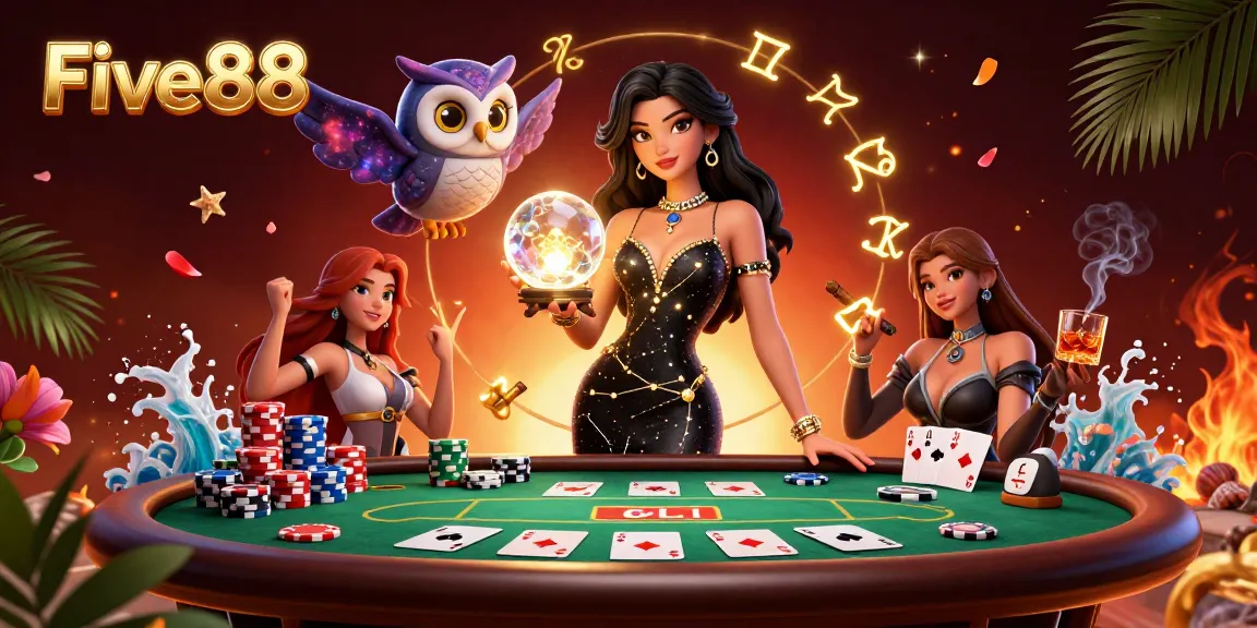 Experience thrilling gaming moments at Five88 with engaging poker tables and vibrant graphics.