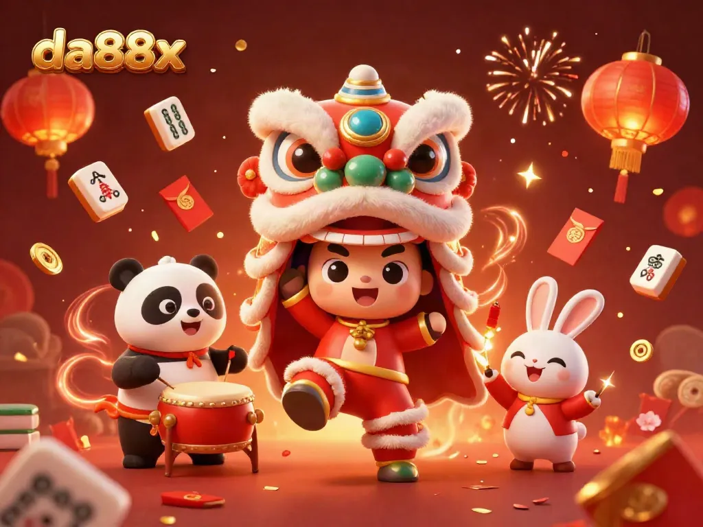 Experience the vibrant themes of da88x with dynamic characters and festive elements in a casino setting.