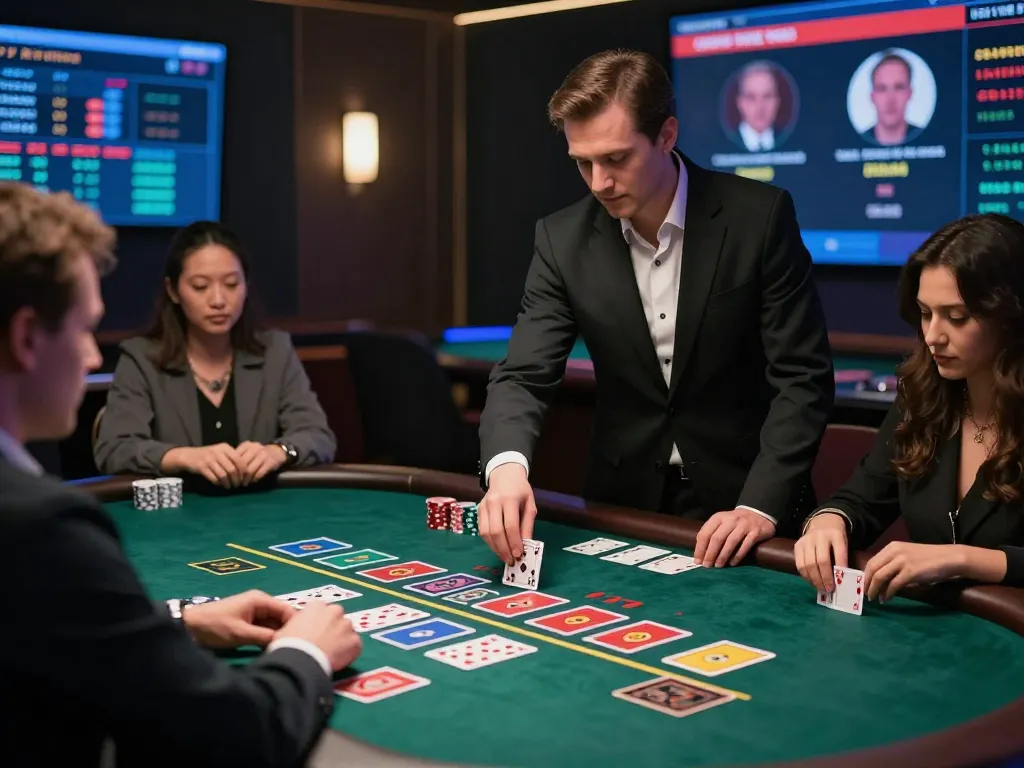 kp88 players engaging in a live blackjack game with professional dealer enhancing online casino experience