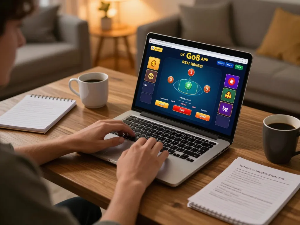 Engaged player using Go8 app at home for live blackjack, showcasing strategic gaming.