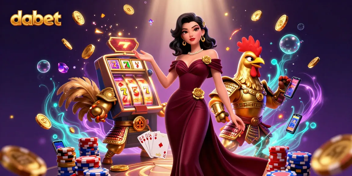 Dabet interactive slot gaming scene featuring vibrant characters and dynamic gambling elements.