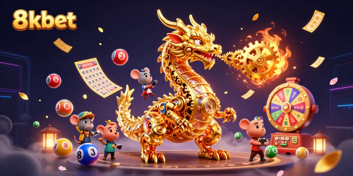 Experience the excitement of games at 8kbet with vibrant lottery balls and thrilling prizes in a rich 3D scene.