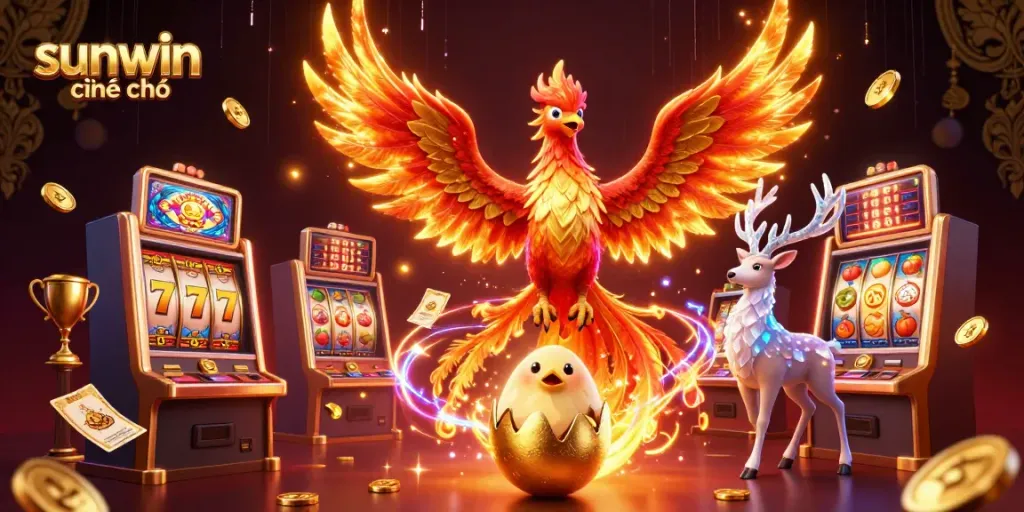 Engage in exciting gameplay at sunwin chính thức with vibrant 3D phoenix and dynamic slot elements.