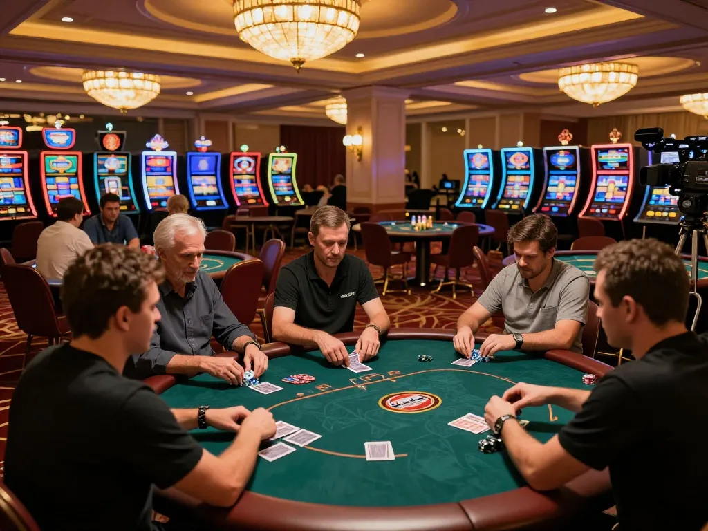 NHÀ CÁI MAX88 players engaged at a busy poker table with high-stakes excitement