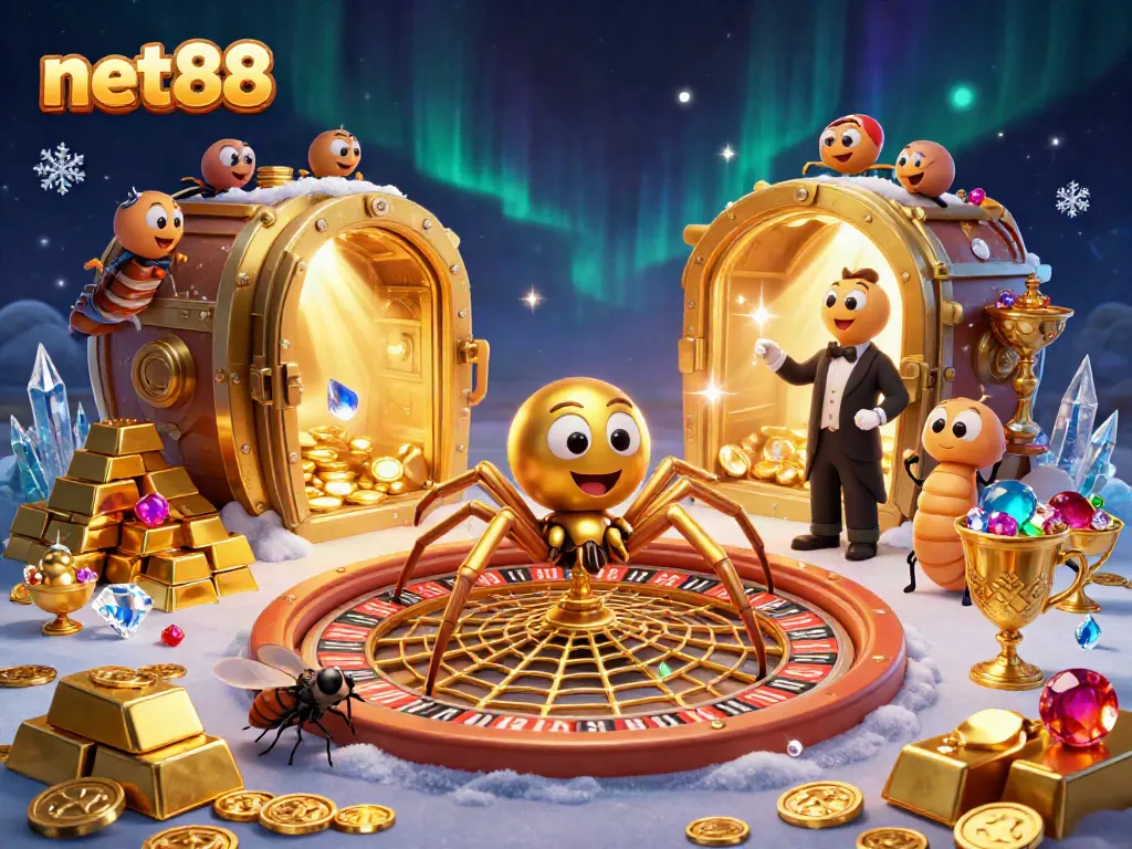 Experience thrilling bets at net88 within an extravagant 3D casino scene featuring dynamic fantasy elements.