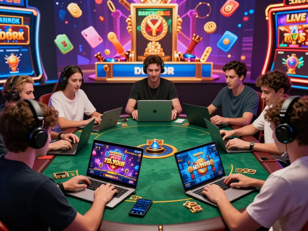Hitclub gaming community engaged in thrilling online games with interactive graphics.