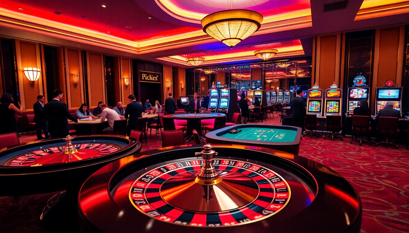 Experience the excitement of the casino at nhà cái lu88.com with players engaging at roulette and poker tables.