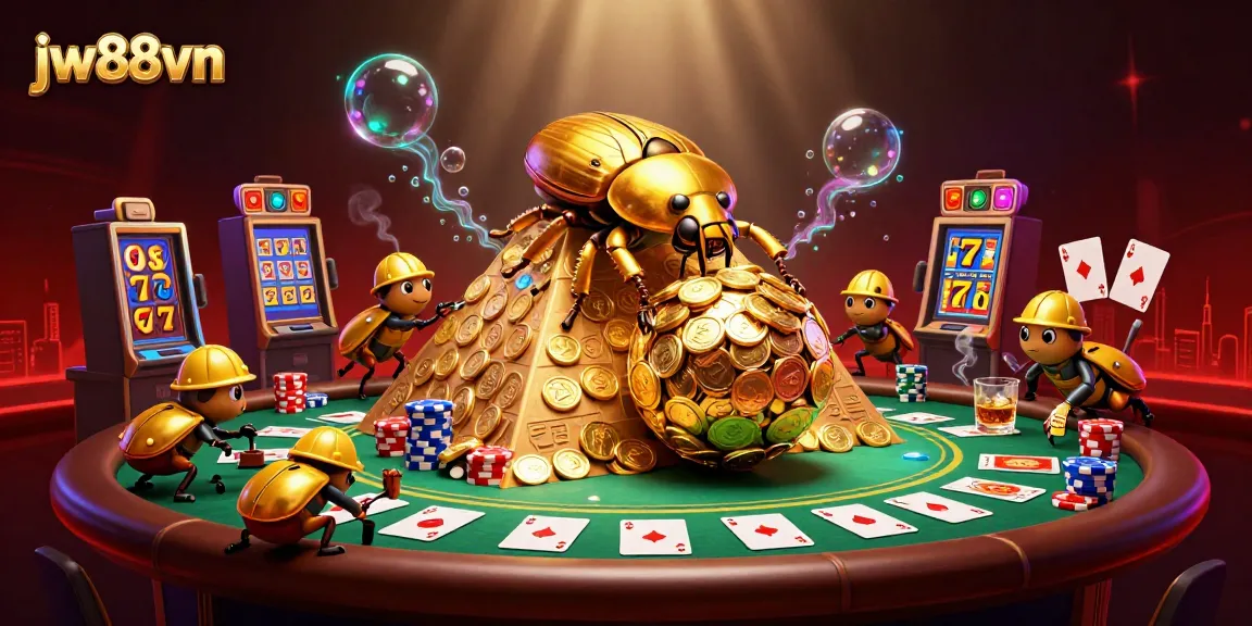 Experience thrilling gameplay at jw88vn with unique golden beetle characters and vibrant casino elements!