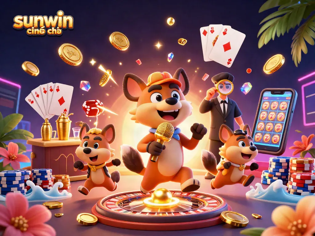 Engage with sunwin chính thức as hyenas run a comedy casino club filled with gold coins and vibrant game elements.