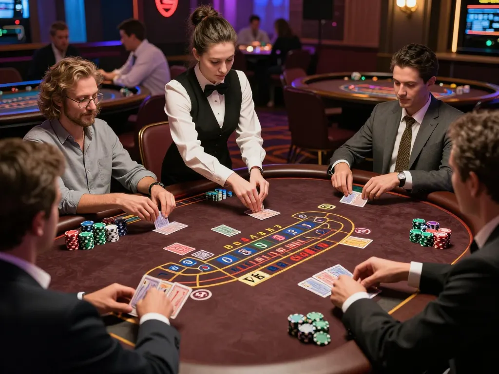 Experience strategic gameplay at nhà cái alo8's elegant blackjack table with engaged players.