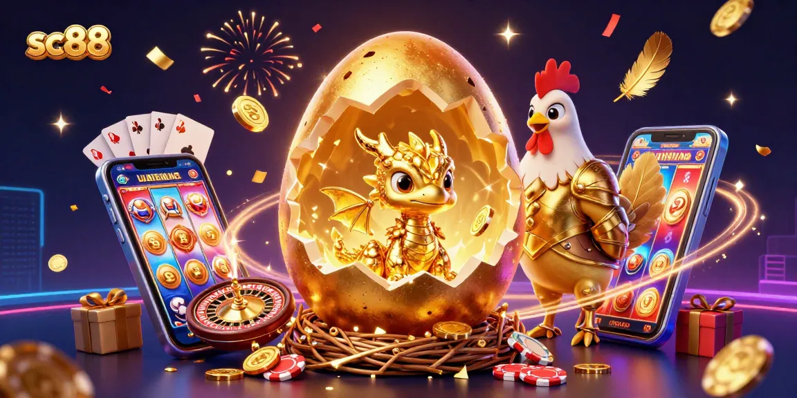 Experience epic wins with sc88's golden dragon amid poker chips and delightful casino elements.