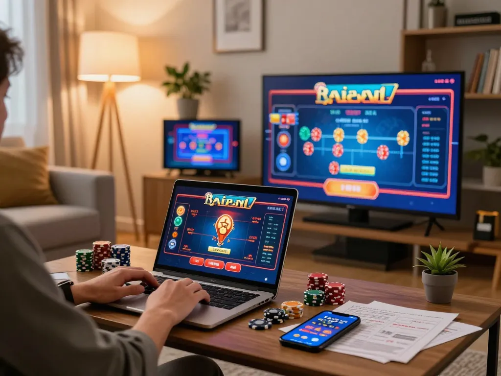 nhà cái LU88 online gaming session in a cozy home environment with strategy notes visible