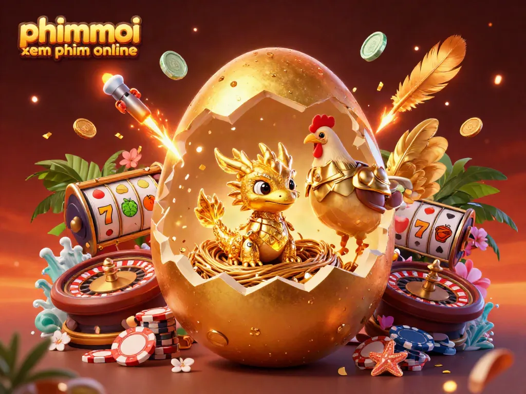 Experience thrilling moments with phimmoi xem phim online featuring a golden dragon amidst poker chips and casino symbols.
