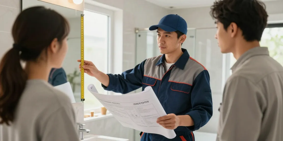 Professionele aannemer bespreekt badkamer renovatie kosten met klant, betrouwbare lokale service, kwaliteit en expertise.
