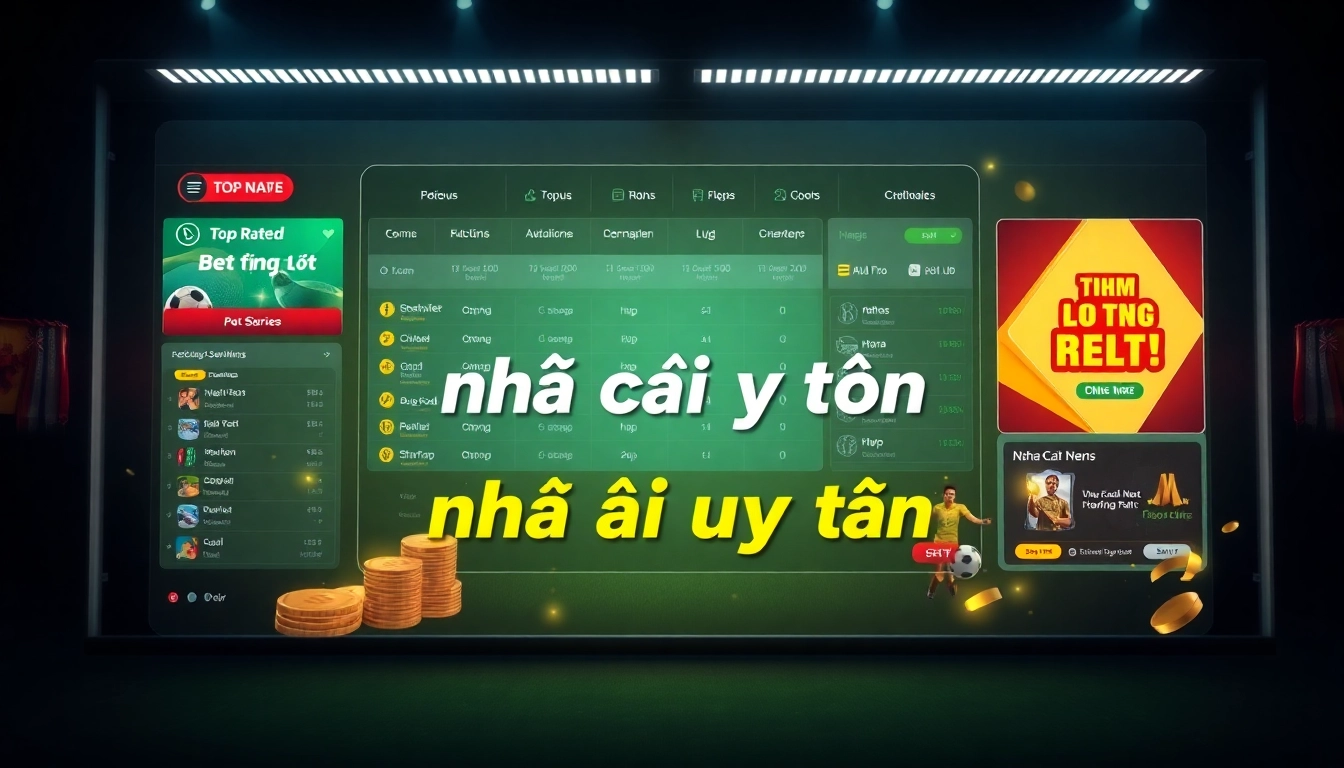 nhà cái uy tín prominently displayed on a vibrant online gambling platform interface.