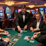 Players at a blackjack table showcasing strategy at DA88 casino during an exciting gameplay session.