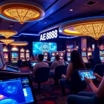 AE888 online gaming platform featuring a vibrant casino interface with players engaged in various games.