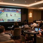 Diving into ĐÁ GÀ 88 live betting excitement as spectators engage on their devices during an intense match