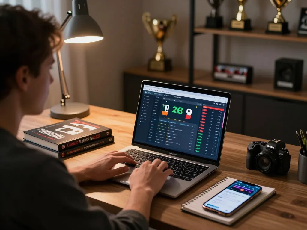 cm88 online sports betting setup with odds displayed on laptop and strategy notes nearby.