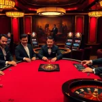 Engaging scene of professional players at a man club casino table, showcasing poker action.