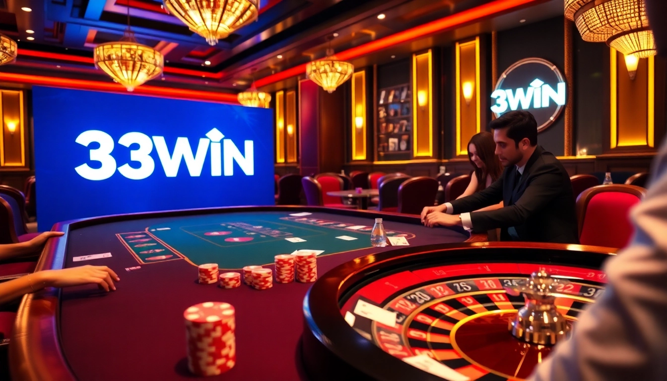 Experience the thrill of high-stakes gaming at 33WIN's elegant poker table.