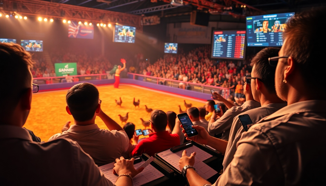 Engaging live cockfighting betting experience at đá gà trực tiếp with clear visuals and betting options.