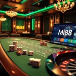 Engage with the thrilling link vào mi88 through a vibrant online casino interface showcasing poker tables and roulette wheels.